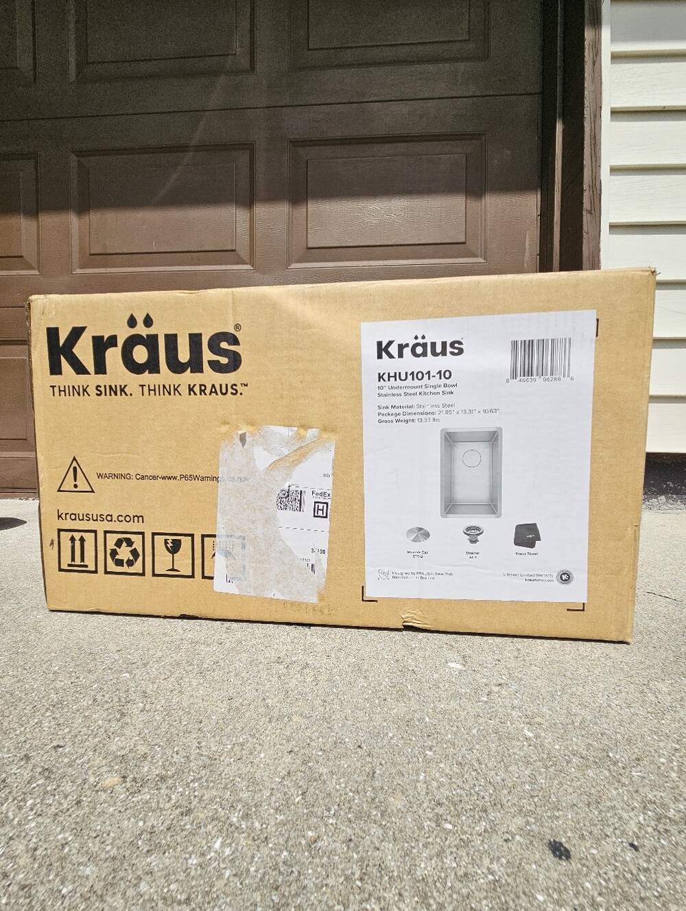 The Kraus KHU101-10 Standart 10" Undermount Single Basin Stainless Steel Sink